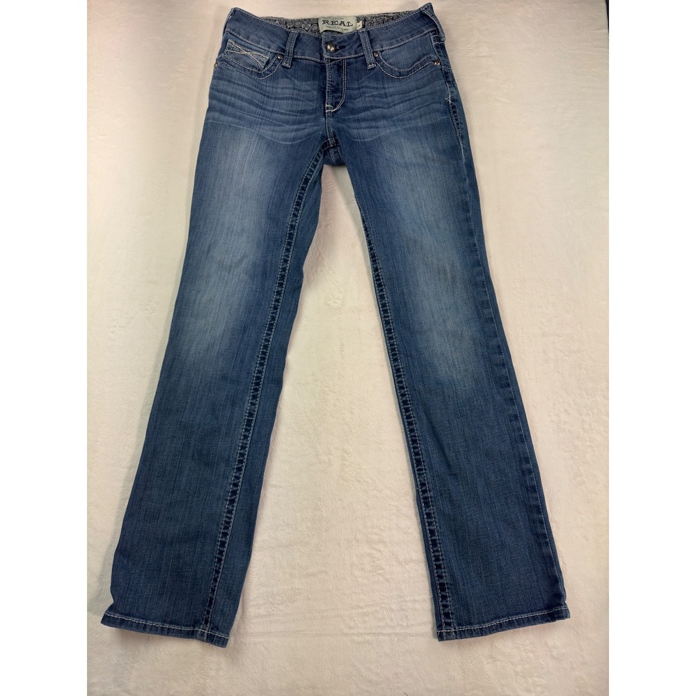 Ariat REAL Straight Icon Jeans Rainstorm Blue Denim 10017217 Womens 29R